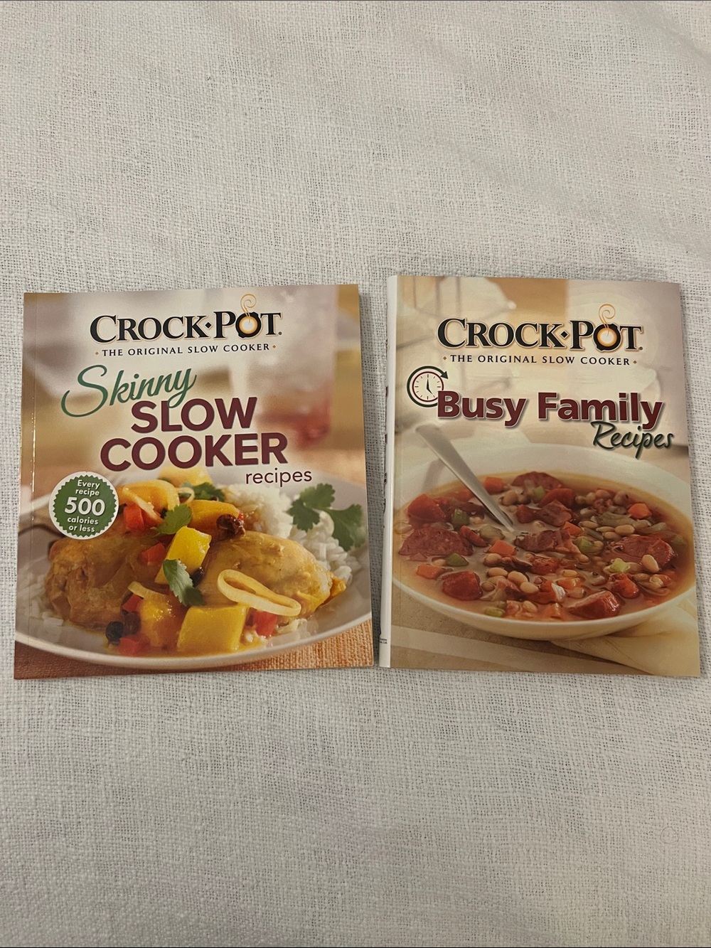 Crock-Pot Cookbook Bundle(2) - Skinny Slow Cooker & Busy Family Recipes NWOT